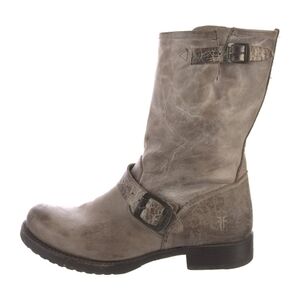 Frye Leather Ankle Boots Booties Veronica Slouch Buckle Short